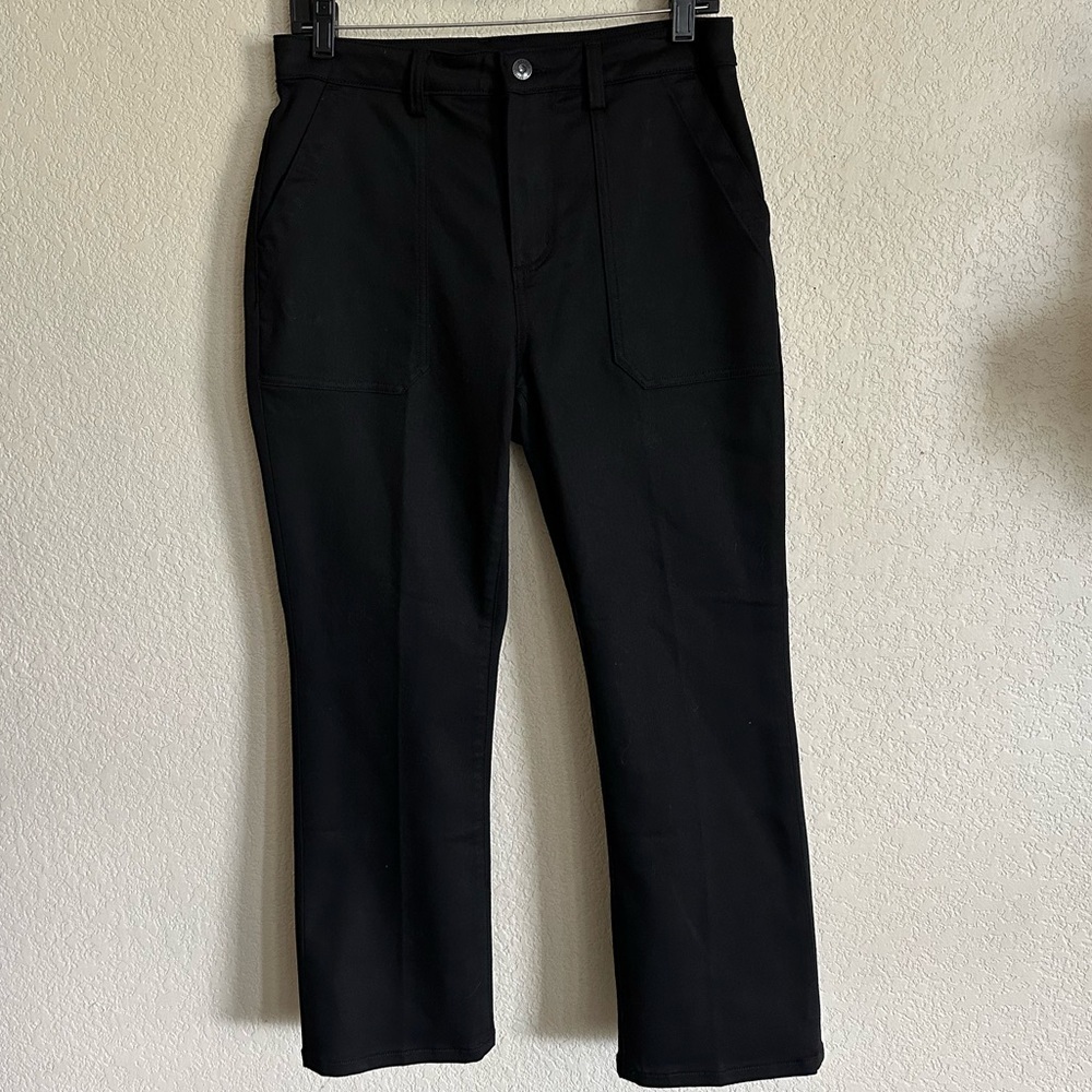 Duluth Trading 8 Pants Jeans Black Flat Front Square Pockets Cropped NWOT